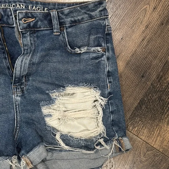 American Eagle Outfitters Blue Distressed Jean Shorts - Picture 2 of 8